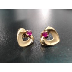 Boucles d'oreilles Or Coeur et Rubis