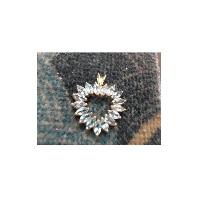 pendentif coeur avec 17 aigue marine - or 750
